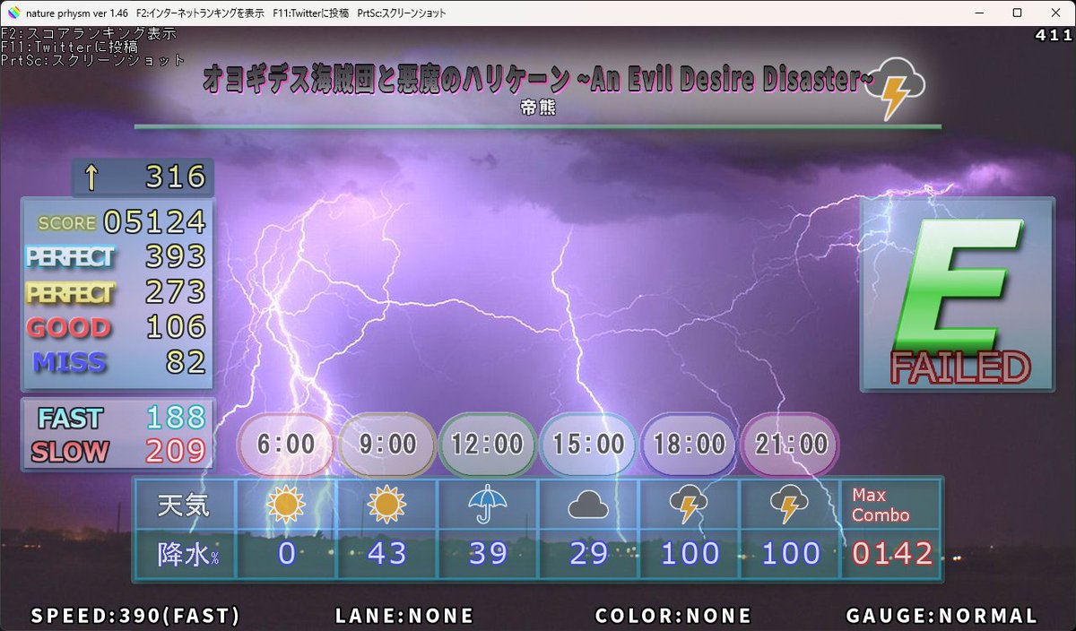 Athena881204's tweet photo. オヨギデス海賊団と悪魔のハリケーン ~An Evil Desire Disaster~(雷)で5124点、EランクでFAILED...
#natureprhysm
https://t.co/9tbCbm5K9J
お、サビ前半の白地帯抜けれた進歩 https://t.co/WTS8PalQgN
