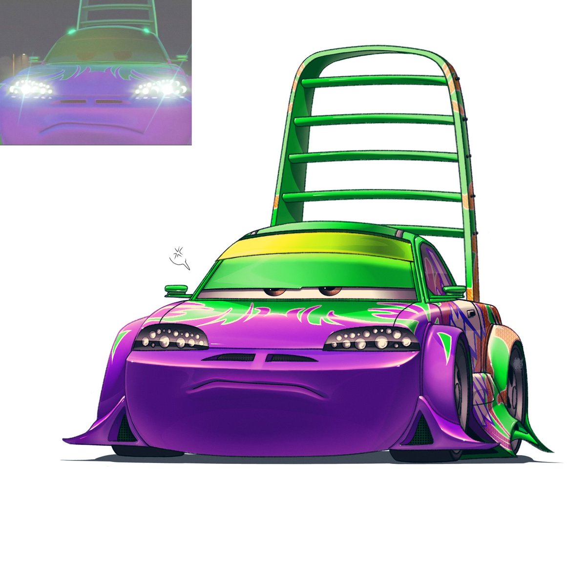 - A dissatisfied face 
#fanart #art #Pixar #Cars #Disney #movie #scene #Wingo #DRH #Mitsubishi #Eclipse #angry