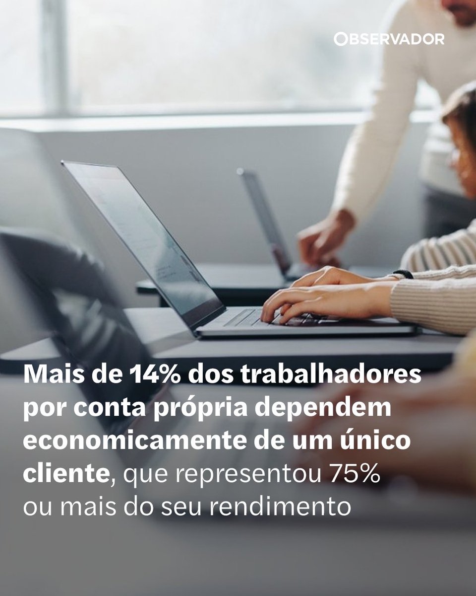 observadorpt's tweet photo. Dados do INE mostram que 14,3% dos trabalhadores por conta própria tiveram um cliente que representou 75% ou mais do seu rendimento. Mais de 11% destes trabalhadores têm horário definido por clientes.

#Trabalho #Economia #Emprego #Desemprego #IEFP https://t.co/2WPd3g2iM8