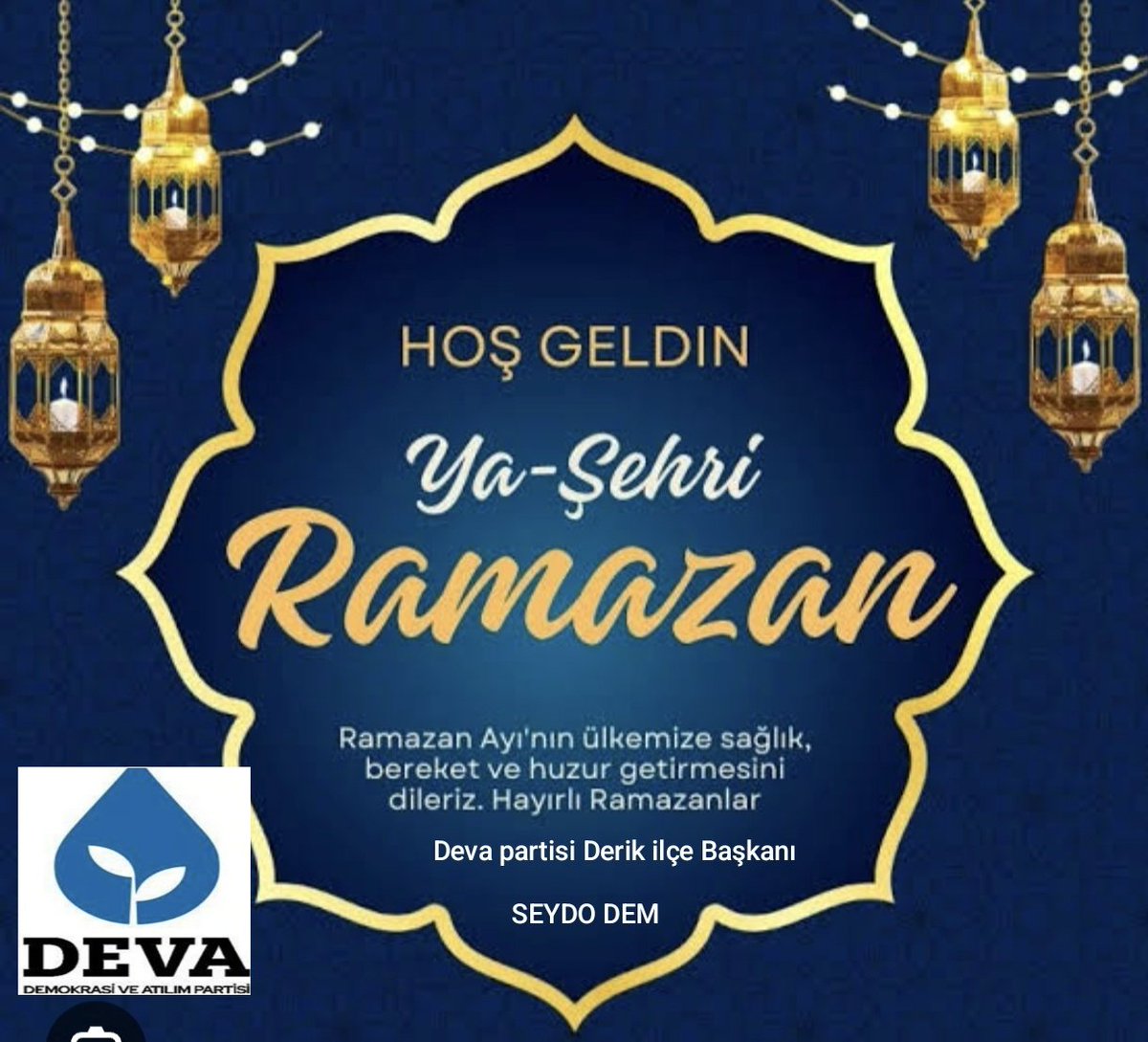 Hoş Geldin Ya Şehr-i Ramazan
Rahmetin, bereketin ve mağfiretin ayı Ramazan’a bir kez daha kavuşmanın huzurunu yaşıyoruz.
Hayırlı Ramazanlar <a href="/devapartisi/">DEVA Partisi</a> <a href="/alibabacan/">Ali Babacan</a> <a href="/avidrissahin/">Av. İdris Şahin</a> <a href="/emin_ekmen/">Mehmet Emin Ekmen</a> <a href="/hasankaraltr/">Hasan Karal</a> <a href="/IhsanMerdanoglu/">Ali İhsan Merdanoğlu</a> <a href="/Kerimoglukadir1/">Kadir Kerimoglu</a> <a href="/DmSeydo/">SEYDO DEM</a>