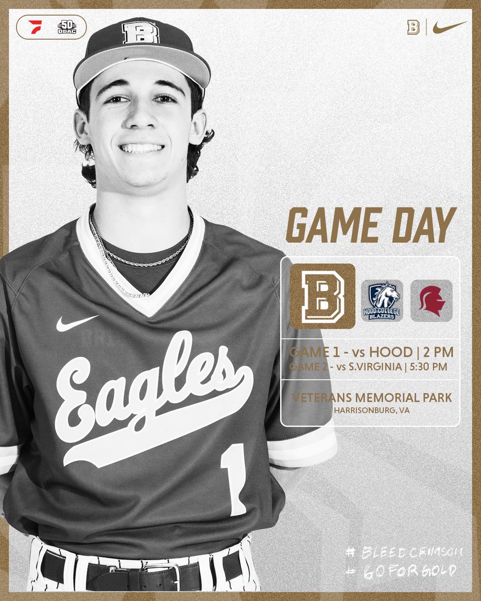 2️⃣ on deck! IT’S GAMEDAY!! <a href="/BwaterBaseball/">Bridgewater Baseball</a> 

🆚Hood &amp; SVU
⌚️2PM &amp; 5:30PM
🏟️JMU’s Veterans Memorial Park
📍Harrisonburg, Va.
📈 tinyurl.com/2p7svw8c
📺 tinyurl.com/4rjj37kv

#BleedCrimson #GoForGold