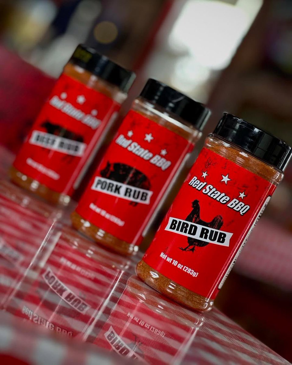 Take the flavor home! Grab our signature sauces and rubs in store or order anytime at shop.redstatebbq.com ❤️