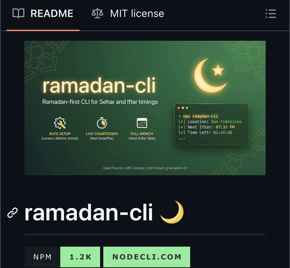 CLI to check sehar and iftar times in Ramadan.