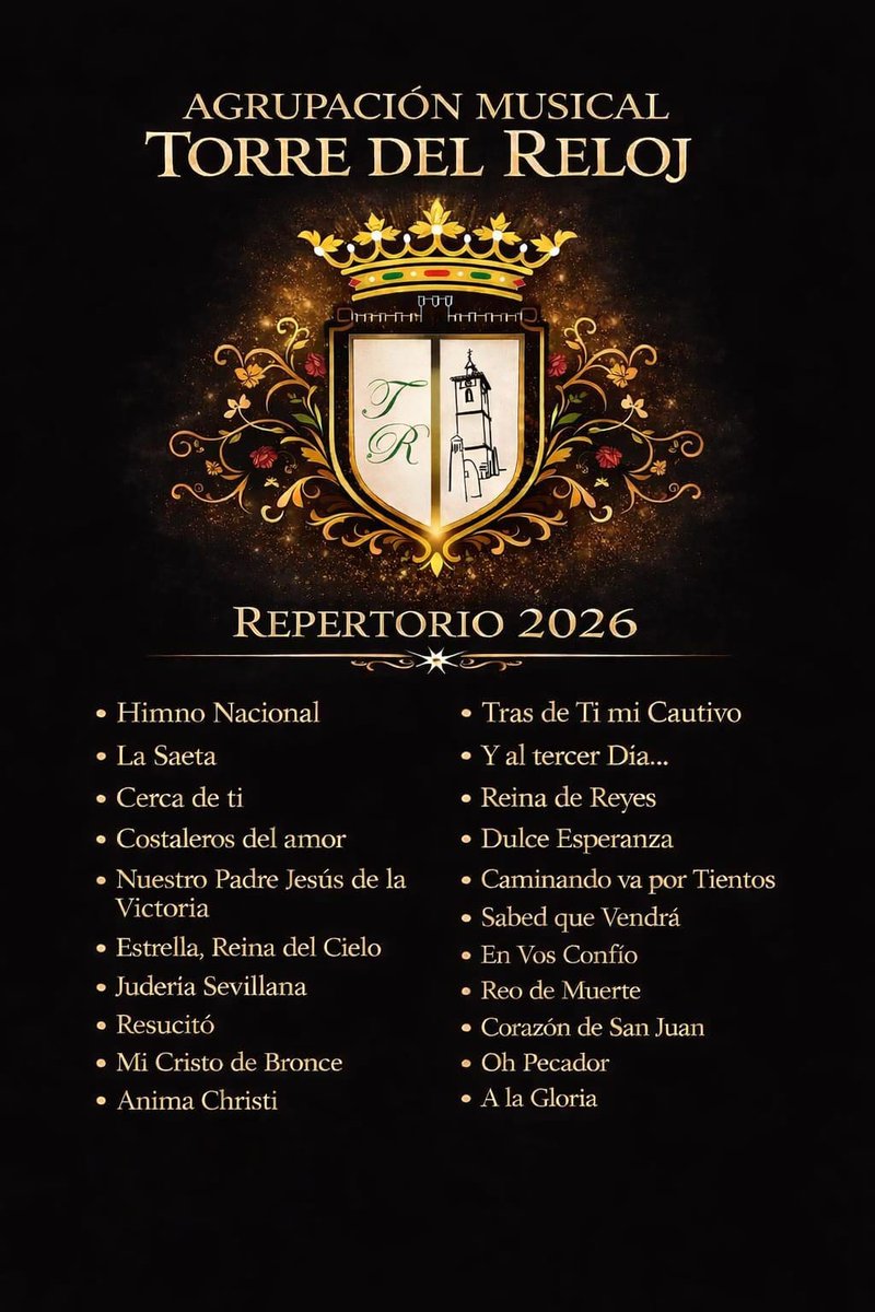 Hoy es Miércoles de Ceniza, da inicio la Cuaresma y con ella os presentamos el Repertorio de este año que tocaremos tanto en conciertos como en procesiones.

#XIVAniversario
#AMTorreDelReloj2026