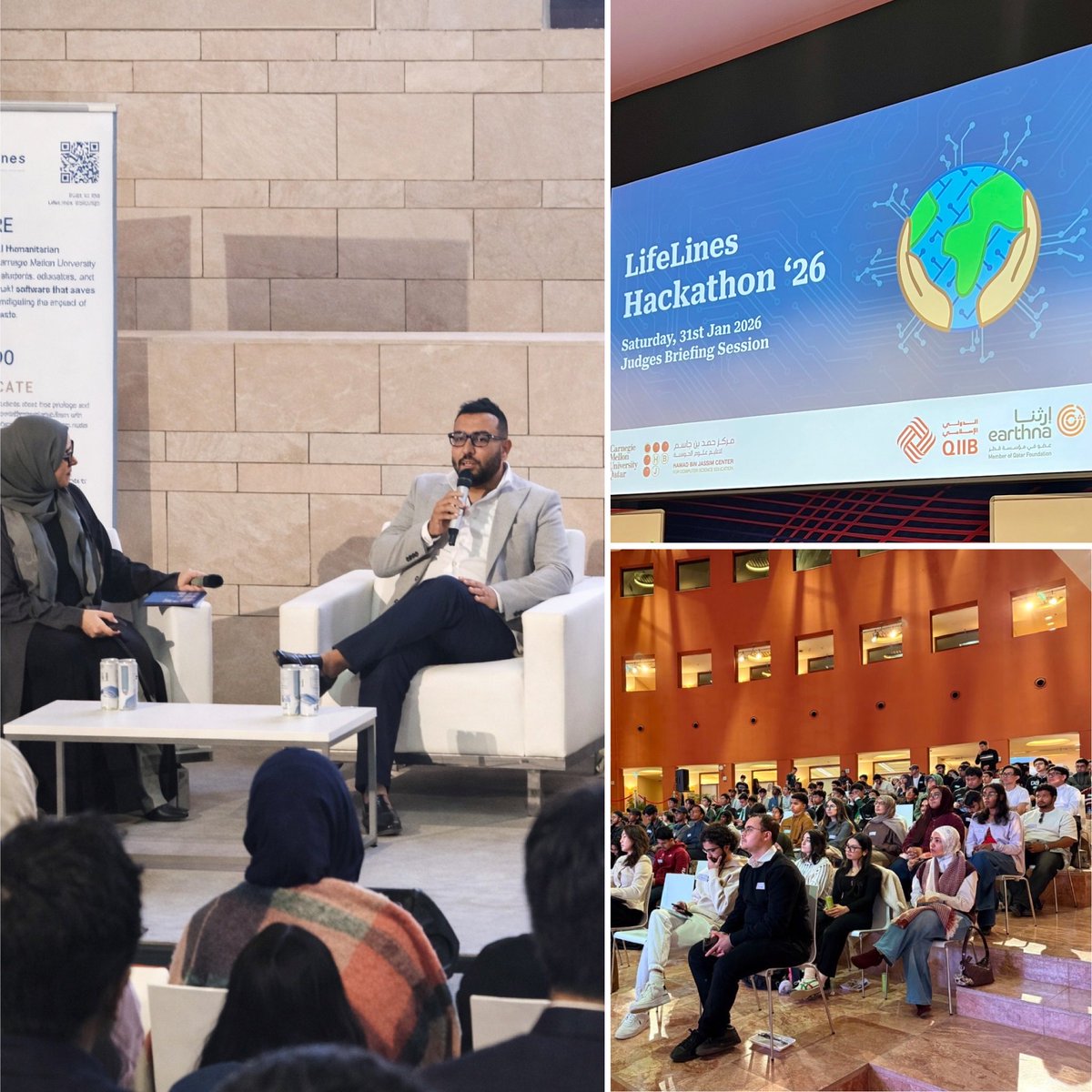 afserag's tweet photo. I had the privilege of speaking at the opening of LifeLines Hackathon 2026 at Carnegie Mellon University. Speaking to hundreds of students, I asked: how can AI strengthen humanity in its hardest moments? Its power is vast - but without governance and responsibility, it’s fragile. https://t.co/P798JF72EV