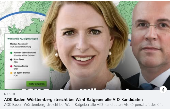 weisstdudo38247's tweet photo. Aber  #aok nimmt natürlich dennoch gern alle Beiträge sämtlicher AFD Funktionäre, Mitglieder und deren Wähler  - Wieviele NAZI METHODEN aus 1933 werden wir noch erleben von all den angeblichen " Demokraten " Unfassbar was für NSDAP Methoden linke Kräfte mittlerweile ergreifen https://t.co/8UCUF5Y7GA