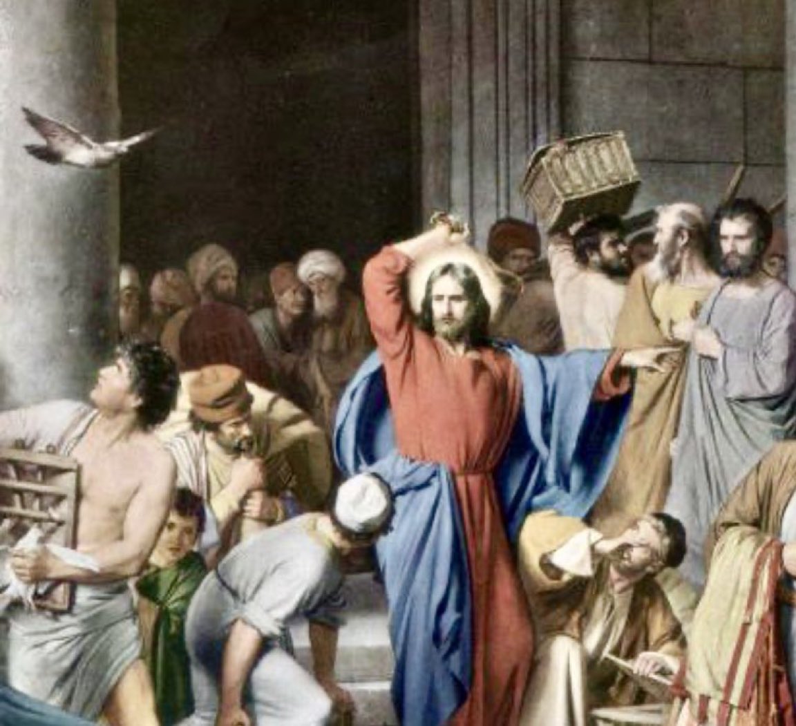 Verity3712's tweet photo. What Jesus thinks of the den of thieves:
Holy Gospel of Jesus Christ according to Saint Luke  19,45-48
 
Jesus entered the temple area and proceeded to drive out those who were selling things,
saying to them, "It is written, 'My house shall be a house of prayer, but you have made it a den of thieves.'"
And every day he was teaching in the temple area. The chief priests, the scribes, and the leaders of the people, meanwhile, were seeking to put him to death,
but they could find no way to accomplish their purpose because all the people were hanging on his words.