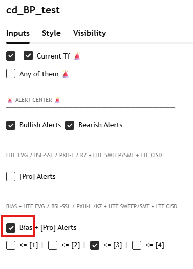 dweep94's tweet photo. @cdikici71 @neoswing_wave Hello, humble suggestion/request - Is it possible to keep Bias alert isolated? Because Pro alert conditions is not present in some setups. If one requires both condiotns to be checked (Pro+Bias) they may select both of them in settings. Let me know🙏 https://t.co/qja780pqzI