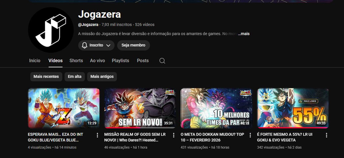 Galera BR que também tá no vício de Dragon Ball Z Dokkan Battle. Comecei a fazer conteúdo lá no youtube sobre o jogo! Quero tentar fazer uma mistura de gameplay/novidades/listas. Então, se quiser ver se você vai curtir o conteúdo, segue o link: 
youtube.com/@Jogazera