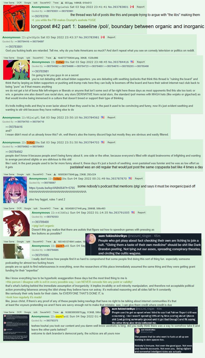 HikiPTG's tweet photo. #longpost #42: the extremely low baseline, explaining the "joke," boundary between organic and inorganic, nonwhite white supremacy, tortured reading
vocaroo linked: https://t.co/TtKnMyd9PS https://t.co/2YjO4vIMrh