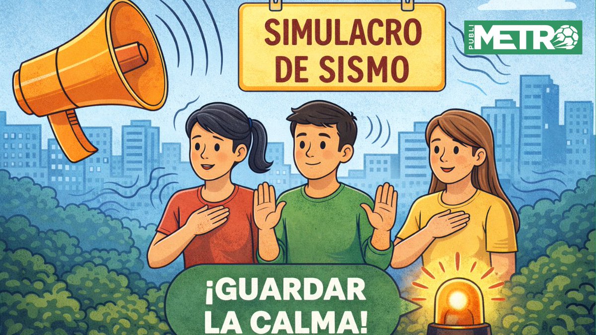 PublimetroMX's tweet photo. ⚠️ INICIA SIMULACRO DE SISMO ⚠️
Recuerda #NoCorrer, #NoGritar y #NoEmpujar
Se realiza simulacro de #sismo en #CDMX y #Edomex
https://t.co/oWqupaVs54 https://t.co/KDYuJQrfs0