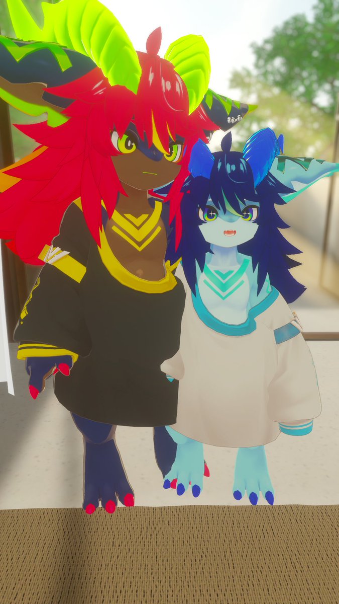 うちのユエとフォシュニア(赤い方(ピンクのつもりだったのに赤にしか見えない))