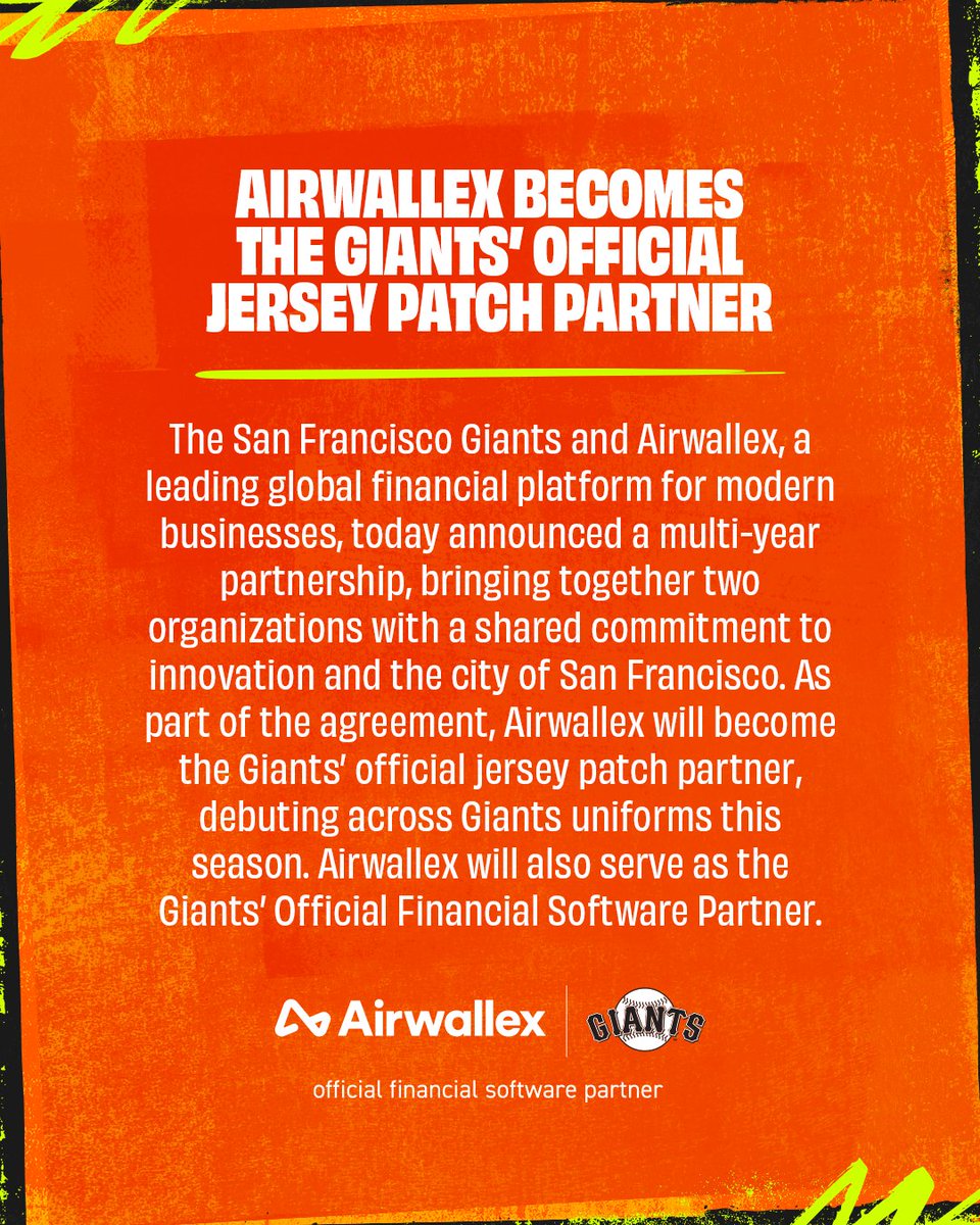 Today, @airwallex becomes the #SFGiants official jersey patch partner.