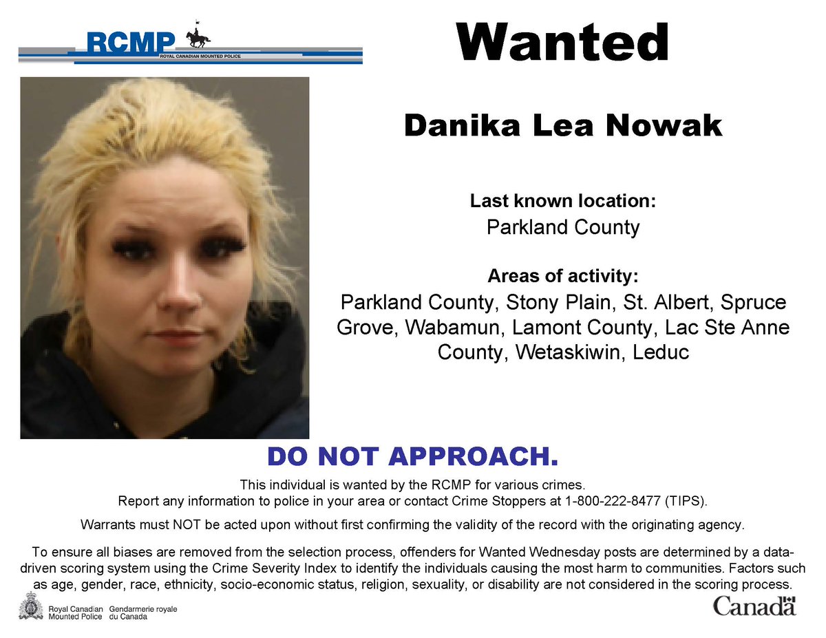 #WantedWednesday: Danika Lea Nowak. Do not approach.