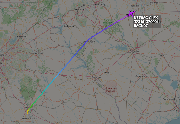 N214WN's tweet photo. E-11A N770AG / 11-9355 up out of Robins AFB as BACN07

#AA690E #AE4DE1 https://t.co/sRo0kaqezv
