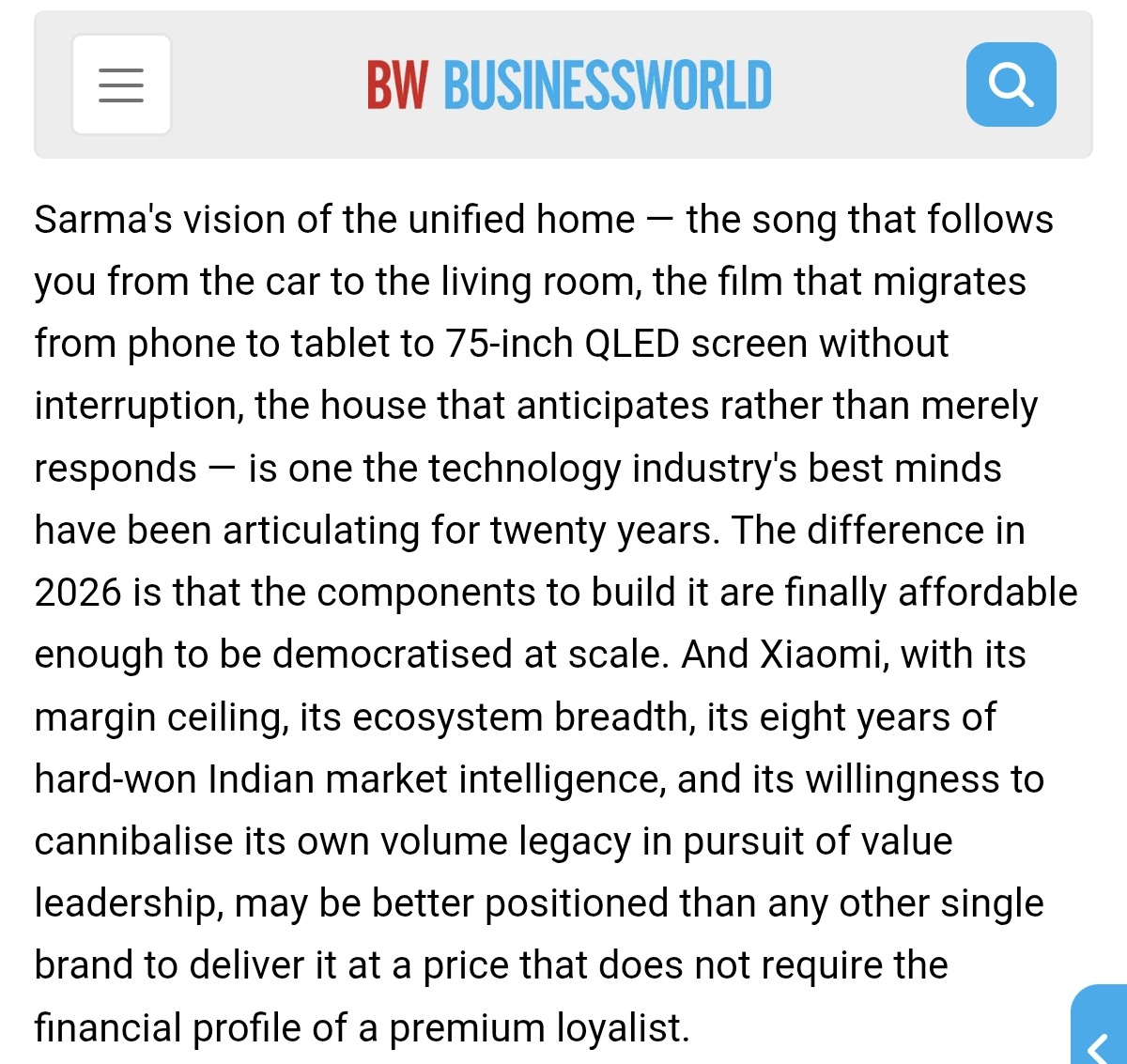 A day before the launch of our largest and best QLED TV yet, a poetic piece by <a href="/DigitallyBones1/">Sahil Mohan Gupta</a> in conversation with <a href="/gautmeluv/">Gautam Batra</a> and yours truly.

Read more:

businessworld.in/article/xiaomi…