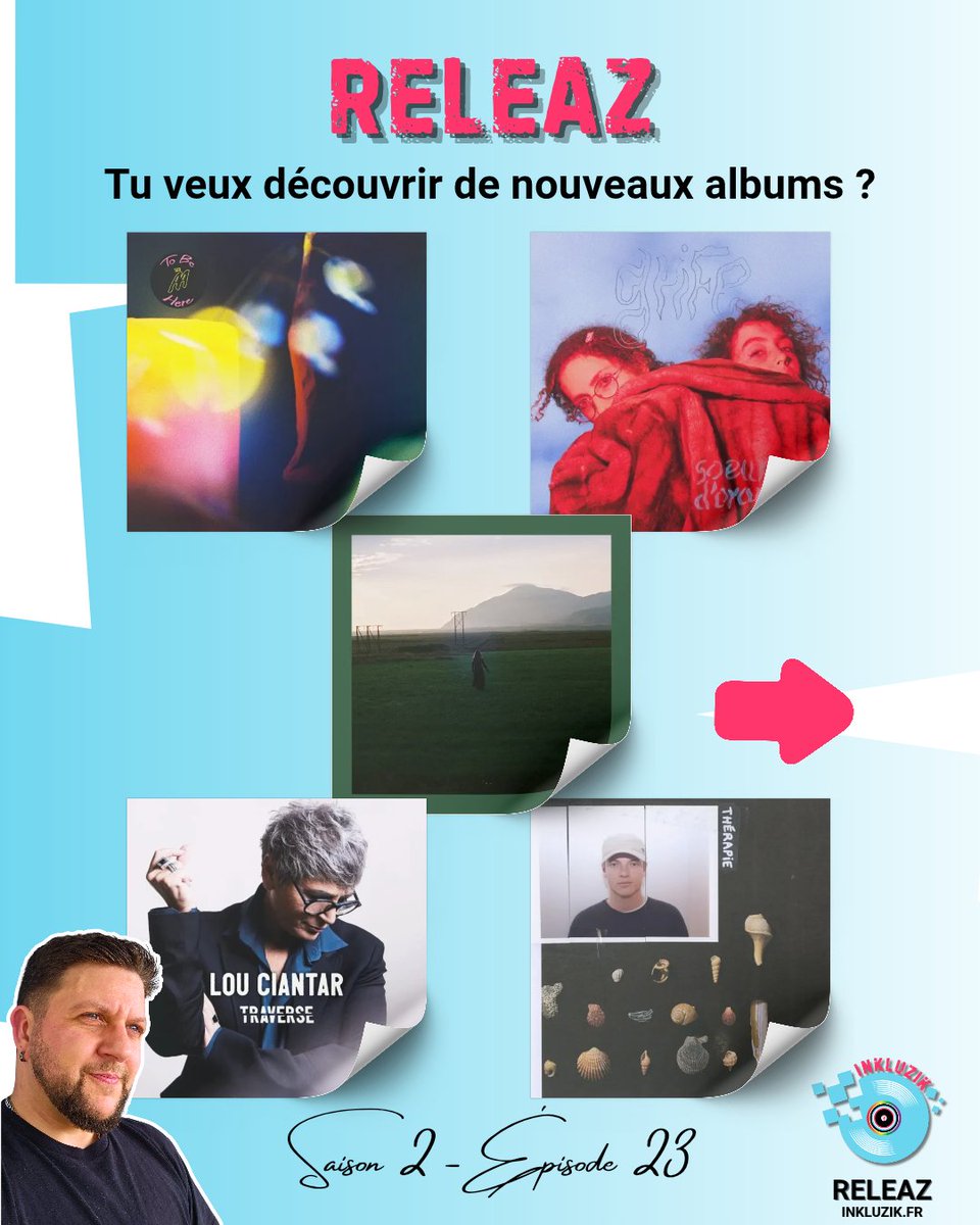 gwenbzh's tweet image. Si tu a besoin de bonnes ondes musicales, écoute ces 5 nouveaux albums 🎶
Dans la RELEAZ 23, tu peux découvrir les projets de :
🩵 Ásgeir  
🩷 The AA 
🤍 Grife 
🩷 Tioma 
🩵 Lou Ciantar 

🎧 Streame les sur ta safe place musicale 👇
inkluzik.fr/releaz-saison-…

#inkluzik #musique