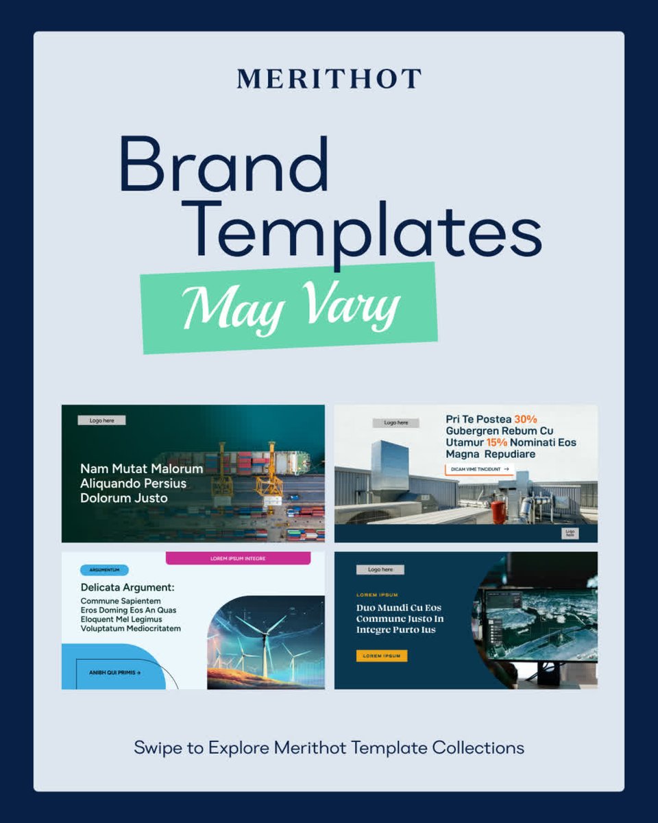 create_merithot's tweet image. If every post needs a brand-new design, something's off.
Templates keep things consistent, speed up content, and make campaigns easier to scale.
↔️ Swipe the carousel for a few examples.
#BrandTemplates #MarketingTips