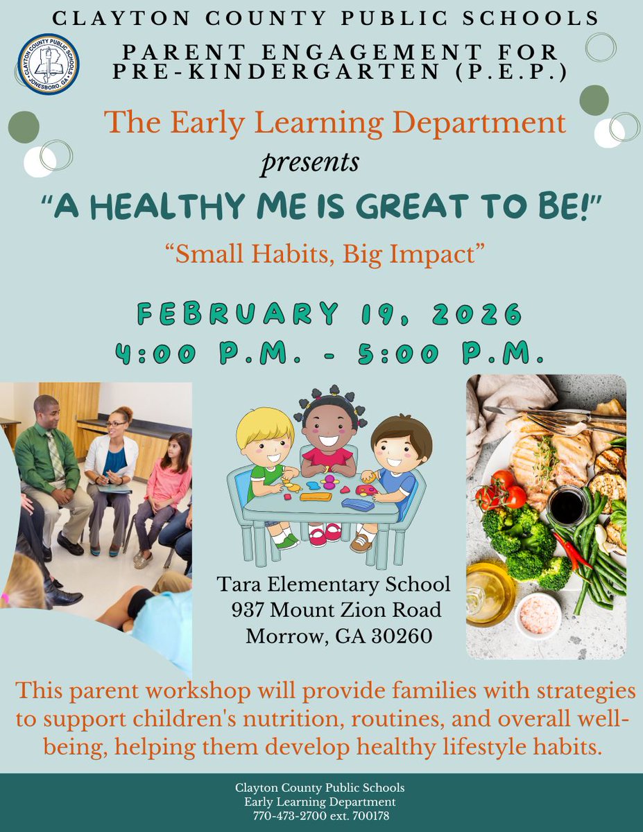CCPSEarlyLearn's tweet photo. Reminder…All 2025-2026 Pre-K parents and scholars! You're invited to attend our upcoming Parent Engagement for Pre-Kindergarten (P.E.P.) workshop! Join the Early Learning Department on Thursday, February 19, 2026, from 4:00 PM – 5:00 PM. See flyer for more details! https://t.co/YEeXyY8ZjK