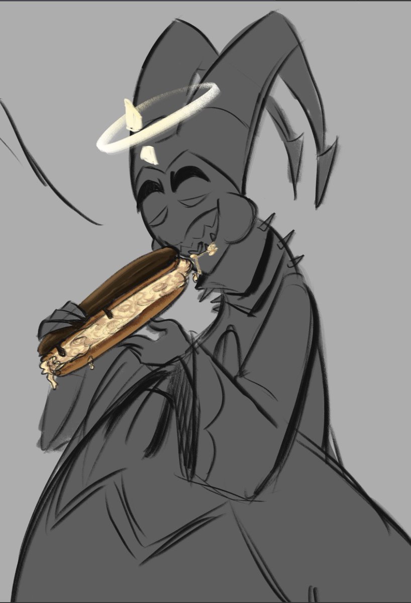 ad4msmasher's tweet image. Adam eating something large and cream filled