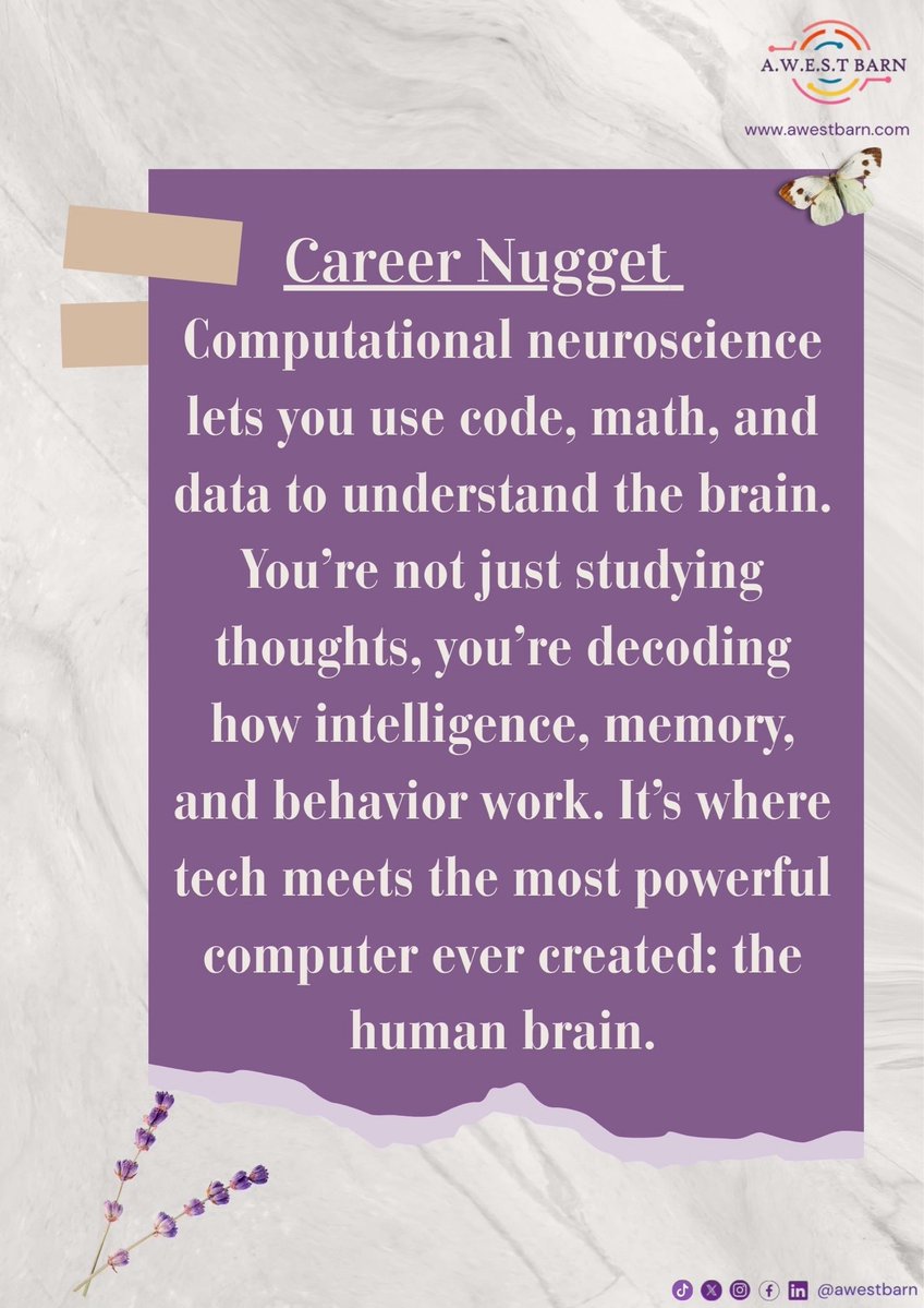 Our #WCW is Dr. Irene Nandutu <a href="/irenenanduttu/">Irene Nandutu 🇺🇬</a>  🧠✨
Ugandan computational neuroscientist advancing brain research with AI and data science.

#YouCanBeHer #AWESTBarn #AfricanWomenInSTEM #ComputationalNeuroscience #SDG5 #SDG9 #SDG3