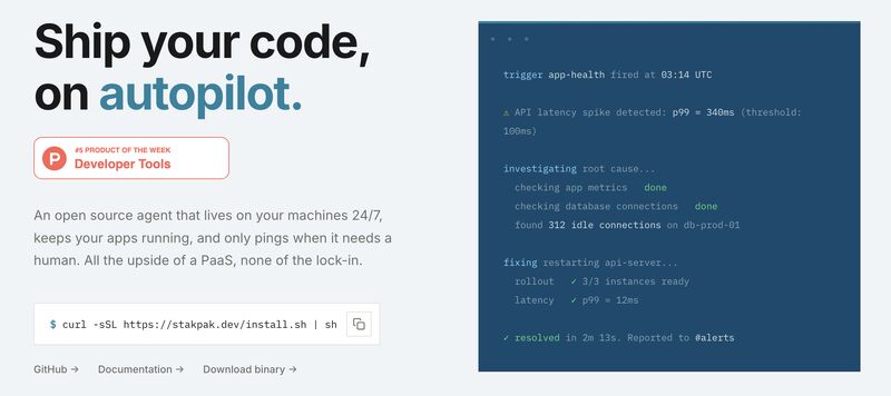🚨Stakpak can now onboard itself across all your apps in under 10 minutes and run them 24/7.

It only notifies you when something happens, and if it doesn’t have permission to handle it on its own.

You can try it now @ stakpak.dev