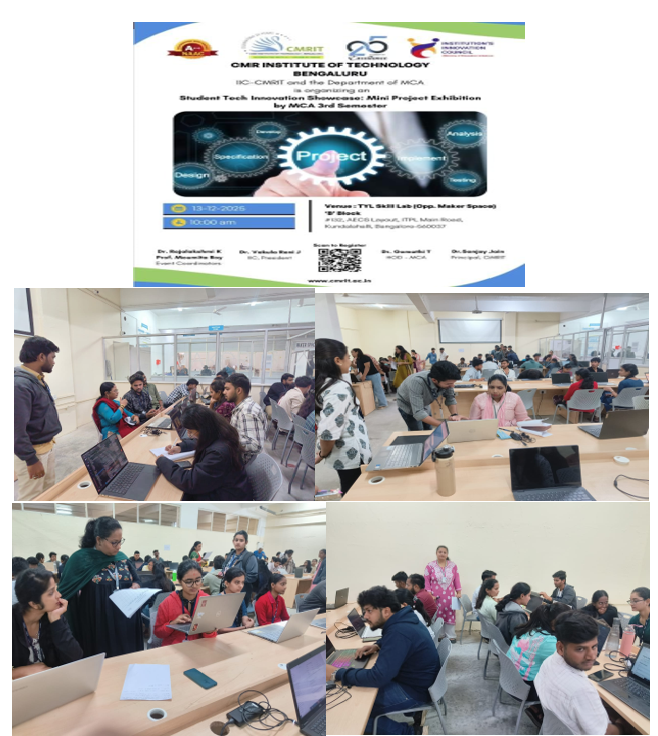 jvakularani's tweet image. Impressive innovations on display at the Mini Project Exhibition by I Sem MCA students at CMR Institute of Technology, Bengaluru on Feb 5, 2026. Proud to see young minds turning ideas into impactful solutions. 🚀 #CMRIT #Innovation #FutureTech