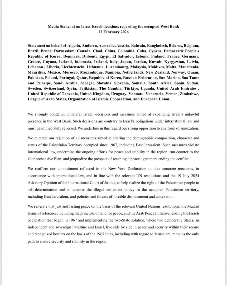 España, junto a más de 80 países, condena con firmeza las recientes decisiones unilaterales de Israel que afectan a Cisjordania.

Estas acciones socavan los esfuerzos para la paz y la estabilidad en la región. (1/2)