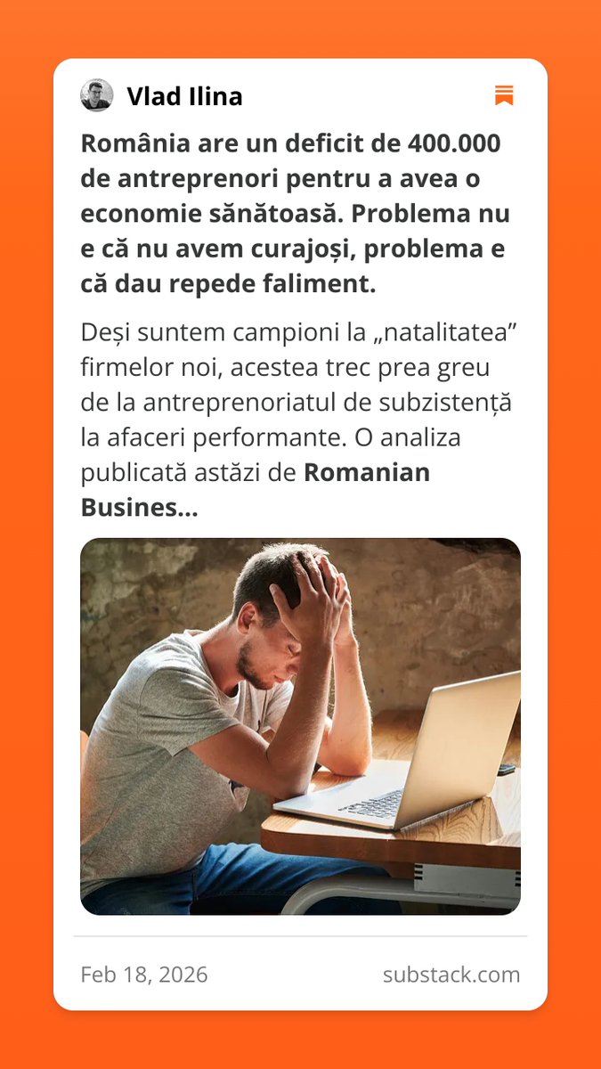 vladilina's tweet photo. Studiu: #România are un deficit de 400.000 de antreprenori pentru a avea o economie sănătoasă. Problema nu e că nu avem curajoși, problema e că dau repede faliment. 34% dintre firmele noi dispar chiar din primul an de activitate https://t.co/kUwMZTj7u0 https://t.co/zRGZXPOL18