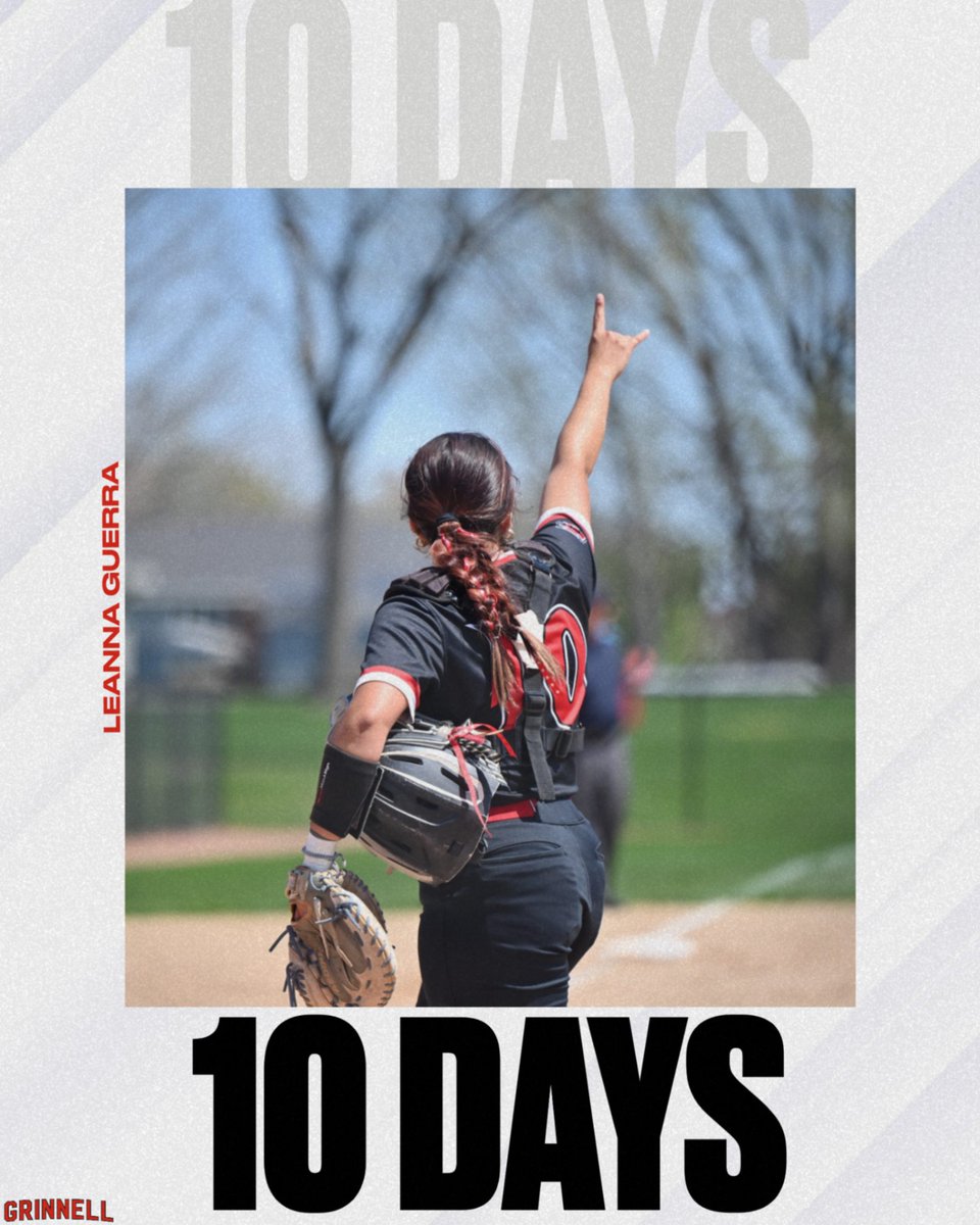 Grinnell_SB's tweet photo. 10 Days!! Today, we introduce Leanna Guerra, a sophomore catcher from The Colony, TX. Leanna is a double major in math and physics. https://t.co/6D9oFfep76