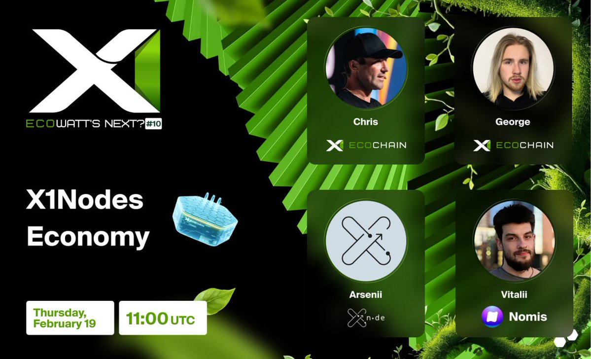 🎙 X1Nodes Economy

🗓 Date: 19 February
⏰ Time: 11:00 UTC | 15:00 Dubai
💬 Location: x.com/i/spaces/1qxvv…

All blockchains run on nodes. They validate transactions, store data, and keep the network in sync. Nodes work silently behind the scenes, and even if you don’t operate