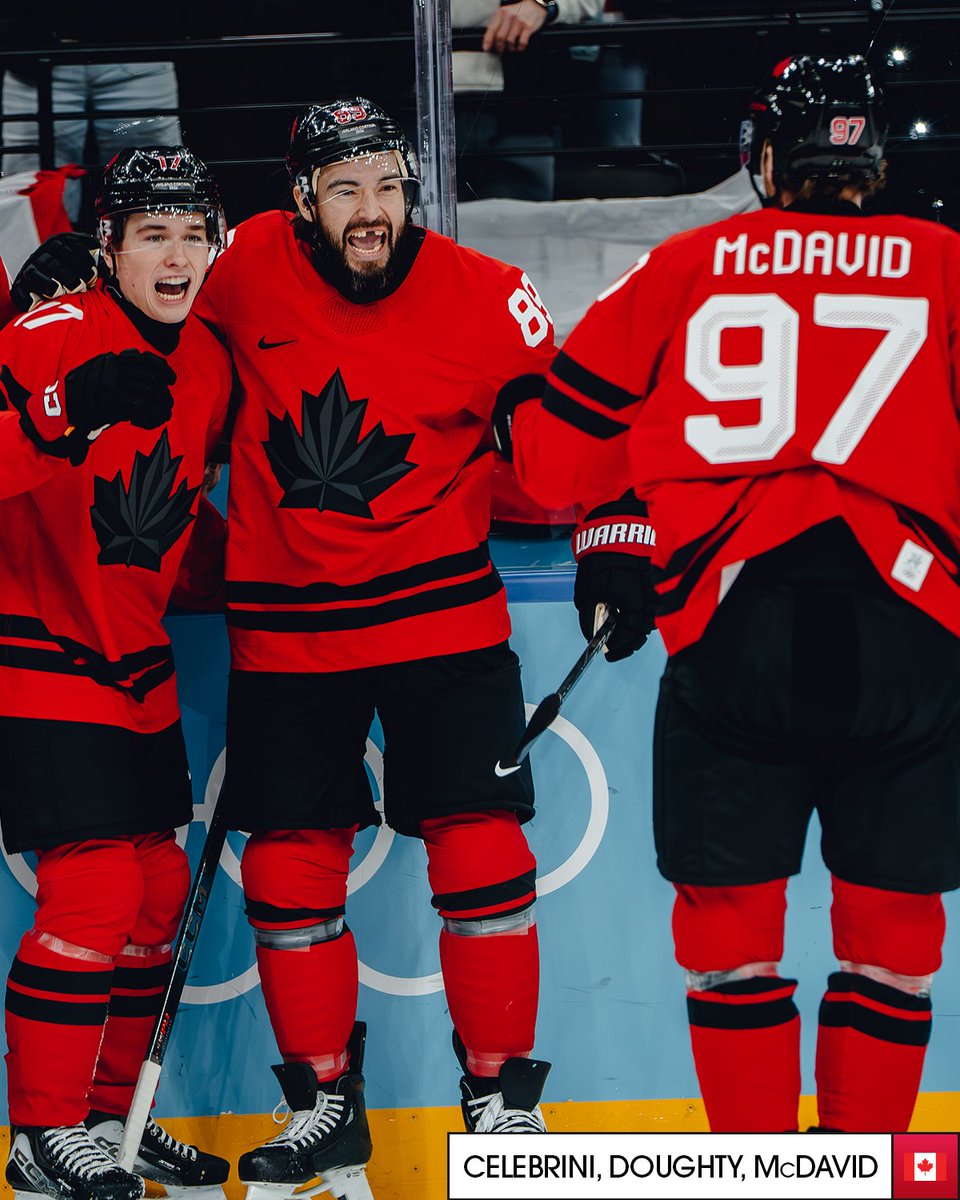 NHL's tweet photo. MACKLIN CELEBRINI SCORES YET AGAIN 🚨

That's his fifth of the tournament, while Connor McDavid collects his 10th point! 

Watch Canada vs. Czechia at the #MilanoCortina2026 #WinterOlympics TODAY at 10:40a ET on @peacock, @USANetwork, @cbcsports, @cbcgem, &amp; @TSN_Sports https://t.co/SjnDGfCS1v