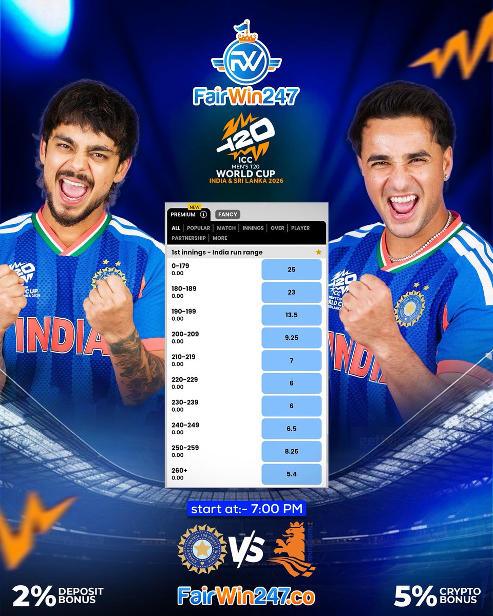 T20 World Cup | Netherlands 🇳🇱 🆚 India 🇮🇳 🏏

India have posted a strong 192 on the board 🔥
Now the focus shifts to the Netherlands’ response 👀

Big question:
How close can Netherlands get to 192 tonight?

Predict &amp; Win: bit.ly/FAIRWIN247
✓ 2% Deposit Bonus
✓ 5%