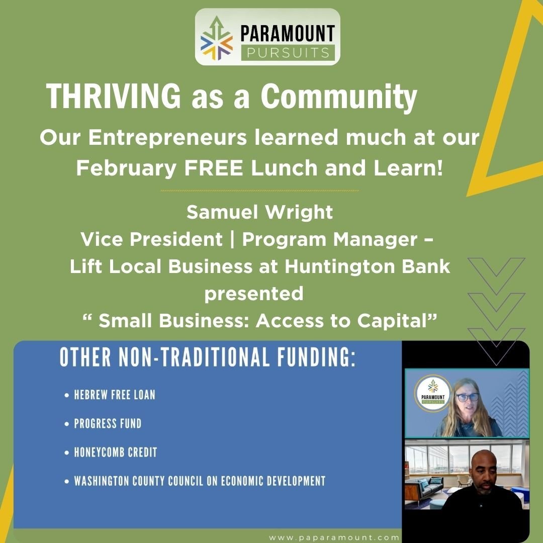 We were thrilled to see so many of our clients join us for the Small Business: Access to Capital webinar on February 10 — gaining the tools and insights to secure funding and grow their ventures!