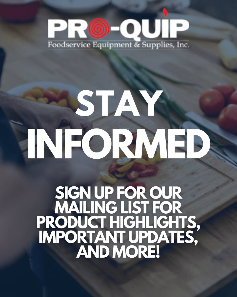 PROQUIP's tweet photo. Stay in the know with the latest foodservice industry updates from Pro-Quip! Sign up for our mailing list today to never miss out on the latest trends and news. Don't let opportunities pass you by - be the first to know➡️https://t.co/OWJpX7zPup
#ProQuipFoodservice https://t.co/DFizem7H3h
