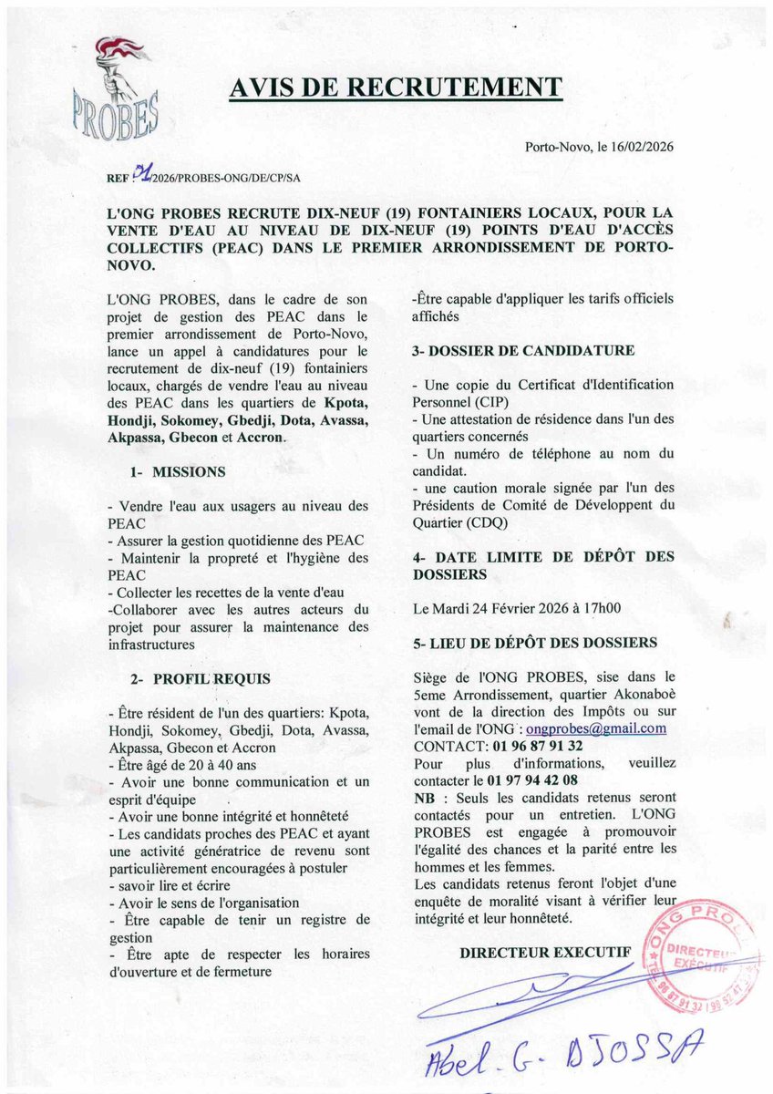 OProbes's tweet photo. L'ONG PROBES recrute 👇👇👇👇👇 https://t.co/8cOVTc8a8h