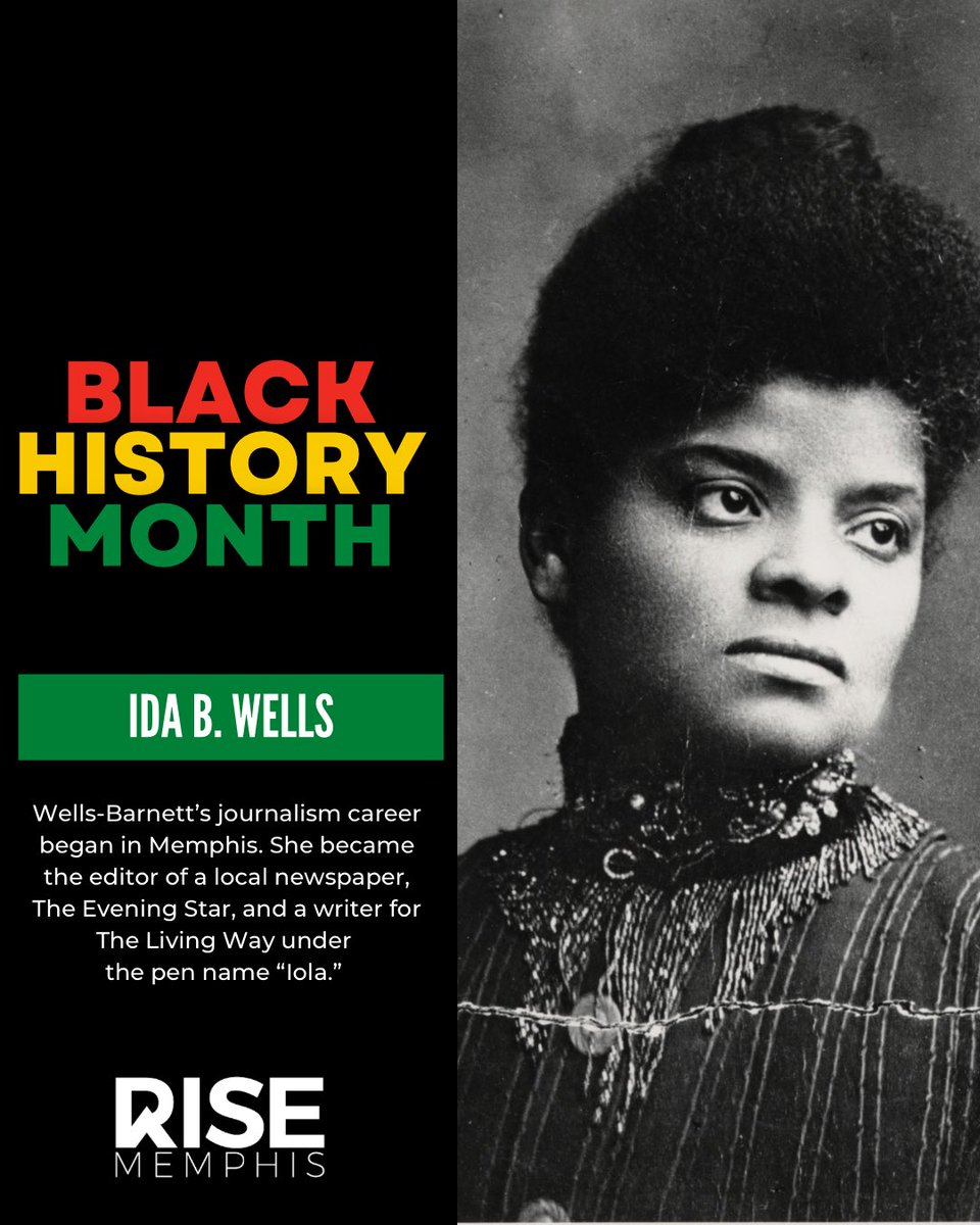 Ida B. Wells made history as a trailblazing journalist and civil rights leader whose work began in Memphis. She courageously used her platform as editor of The Evening Star and writer for The Living Way, using the pen name "Iola" to expose racial injustices. 
#BlackHistoryMonth