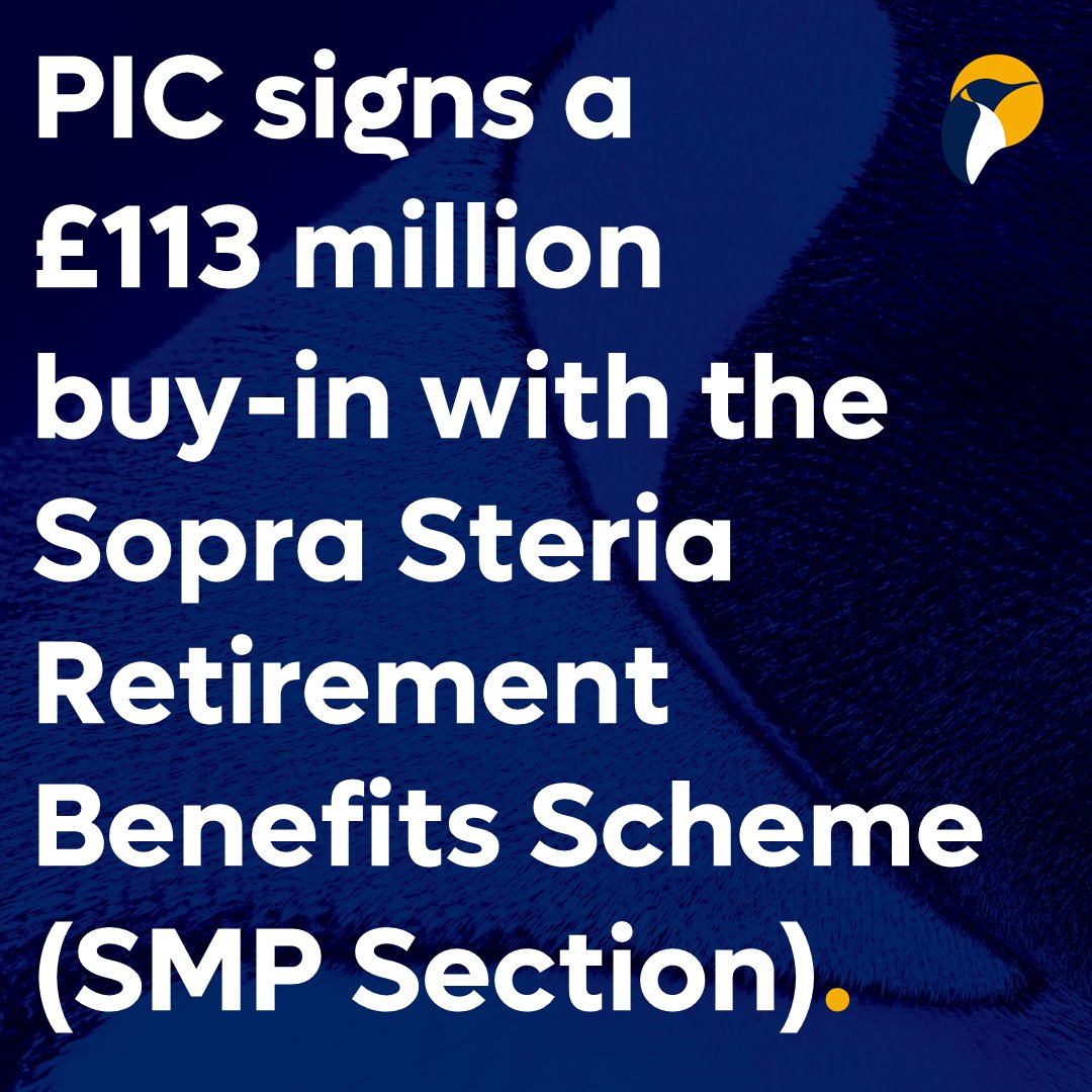PensionCorp's tweet photo. Today we announced PIC’s £113 million full buy-in with the Steria Management Plan Section of the Sopra Steria Retirement Benefits Scheme. The buy-in secures the benefits of all 355 Section members within the Scheme.

See the full press release here: https://t.co/Rvm0zYW7hM https://t.co/z8ZQtAUpgM
