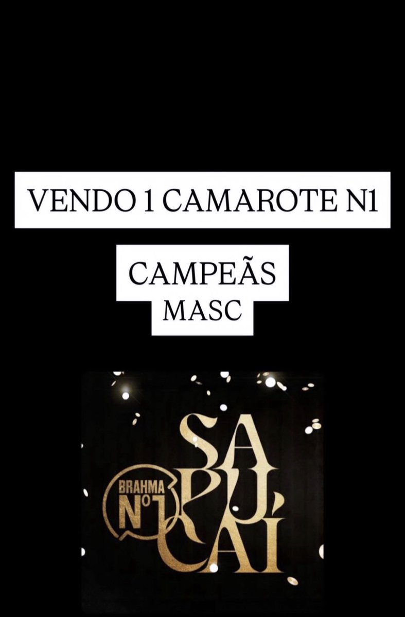 Ryennmath's tweet photo. Vendo camarote N1 masculino, campeãs https://t.co/jBvKyOK2OA