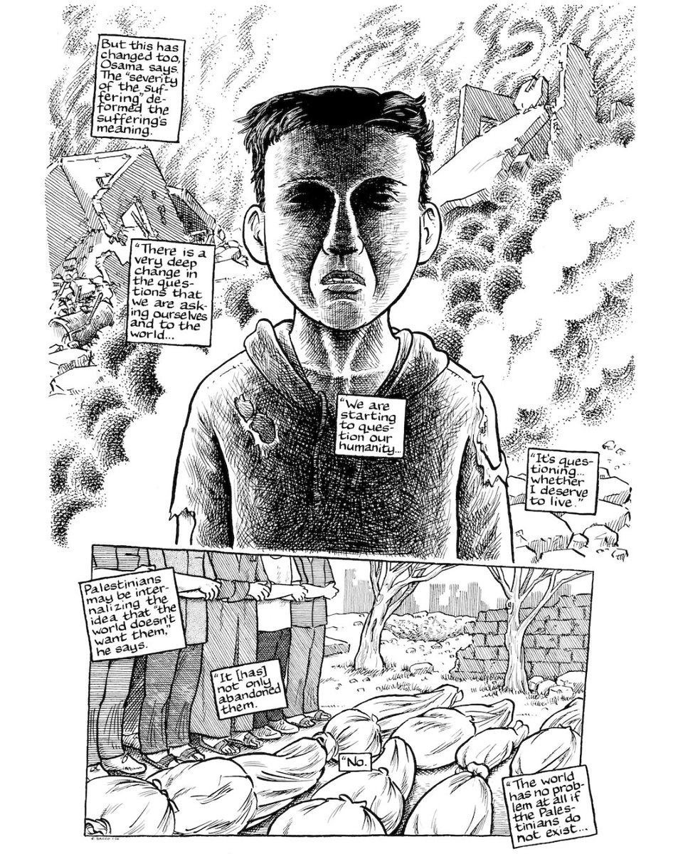 In a profound and elegiac work of investigative journalism, the writer <a href="/ChrisLynnHedges/">Chris Hedges</a> and the cartoonist Joe Sacco collaborate to present the testimony of displaced Palestinians who lived through the genocide: Requiem for Gaza is out 10/6. ow.ly/Ib2s50YhoTS