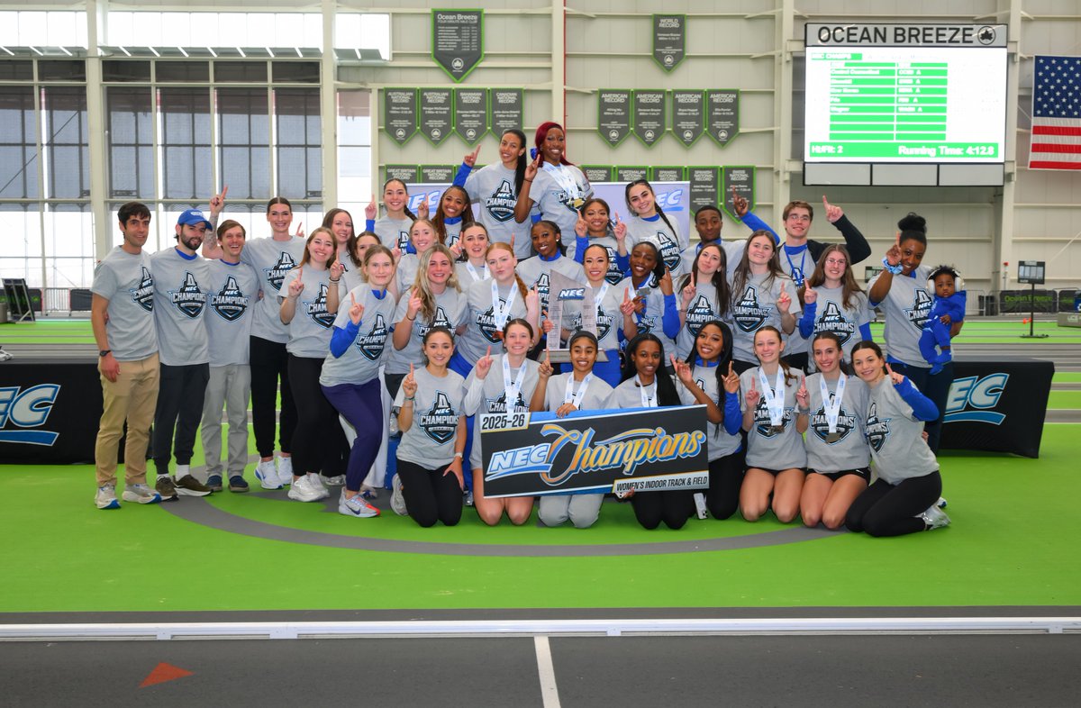CCSU's tweet image. Double the titles, double the celebration🏆💙🔱 Men’s indoor track goes back-to-back, and the women claim their 5th indoor NEC title!

#WeAreCentral #GoBlueDevils #NEC