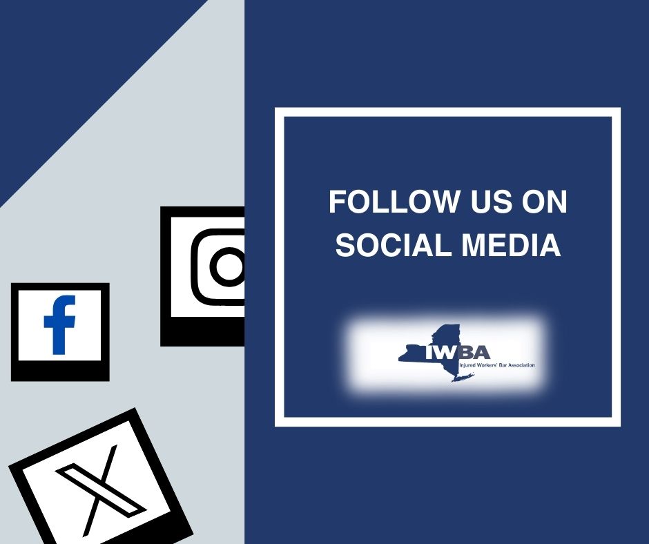 Stay connected with the Injured Workers’ Bar Association across all our platforms. Follow us on Facebook and LinkedIn at Injured Workers Bar Association, and on X at <a href="/IWBATweets/">Injured Workers' Bar Association</a> for updates, insights, and exclusive content. #FollowUs