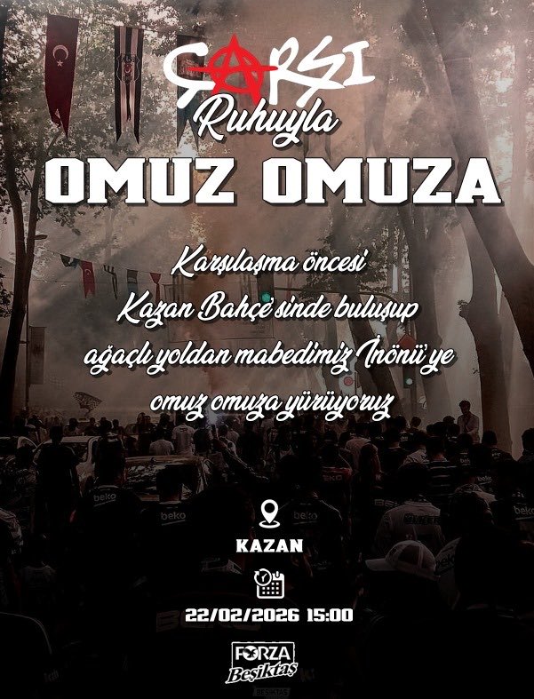HER MAÇ OMUZ OMUZ’A KAZAN’DA!

Beşiktaş JK adının geçtiği her yerde biriz, beraberiz!

Her maç öncesi;
ağabeyiyle, kardeşiyle, üniversitelisiyle, liselisiyle, semtiyle…
Büyük Beşiktaş camiası olarak HER MAÇ KAZAN’DA TOPLANIYORUZ!

Tüm oluşumlarımız ve sempatizanlarımızla
TEK