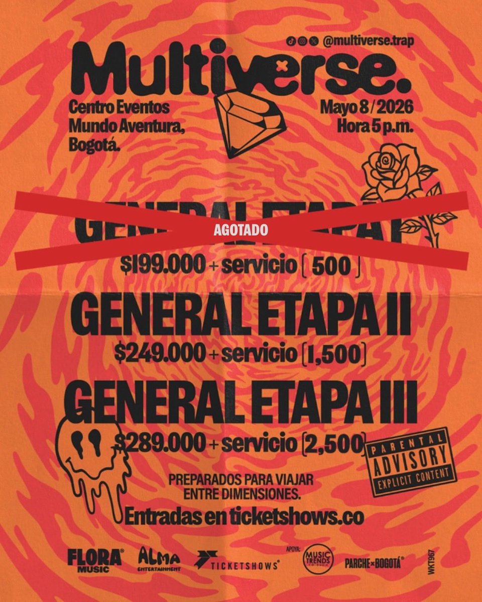 multiversetrap's tweet photo. Entradas ya disponibles en @ticketshowsco 🎟️

*Ingreso permitido desde los 14 años en adelante. Todo menor de edad debe venir acompañado de un adulto responsable. https://t.co/FDpD7rwRLG
