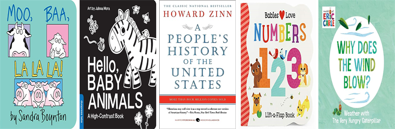 StorrsLibrary's tweet photo. This week the Richard Salter Storrs Library has fourteen new books.  New items include Moo Baa La La La, A People's History of the United States, Babies Love Numbers, Bluey, Cityblock, Bluey and Bingo's Book of Bugs, and The Monster in the Lake. https://t.co/DP8ofCf1Zg https://t.co/OWsqjpu6wV