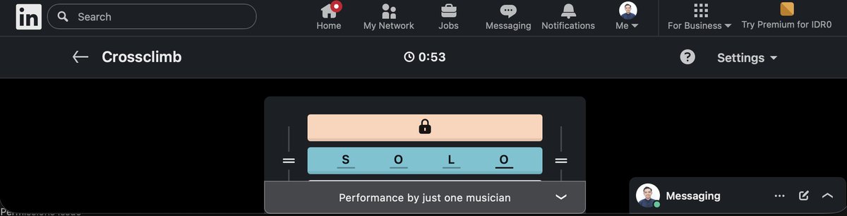 tofatoff's tweet photo. when you play linkedin crossclimb and the clue is just *&amp;#$^*@)*(&amp;# mungkin ini hanya perasaanku saja https://t.co/KQsKn5tyQR