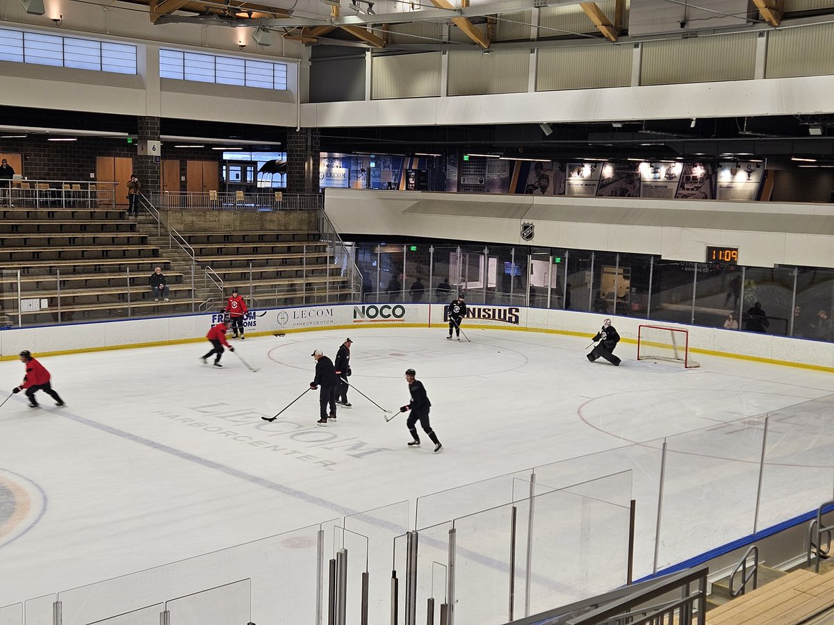 Sabres back at practice. Benson, Luukkonen and Greenway not on the ice. Norris and Dunne in no contact yellow.