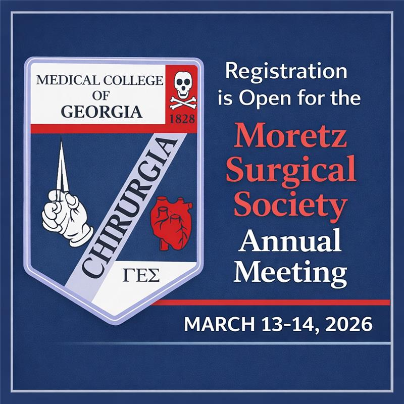MCG_Surgery's tweet photo. Registration is now open for the Moretz Surgical Society Annual Meeting 📣
Join colleagues, faculty, trainees, and alumni for two days of surgical education, collaboration, and connection at the Medical College of Georgia 🏥
📅 March 13–14, 2026
More information and registration are available at the link below:
🔗 https://t.co/PUSdOKkXqu
We look forward to seeing you in March! ✨