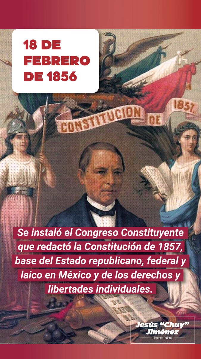 La Constitución de 1857, promulgada durante el gobierno de #BenitoJuárez, impulsó la modernización del país al reconocer libertades como la de expresión, educación y trabajo, establecer la separación Iglesia-Estado y eliminar los fueros eclesiásticos y militares.