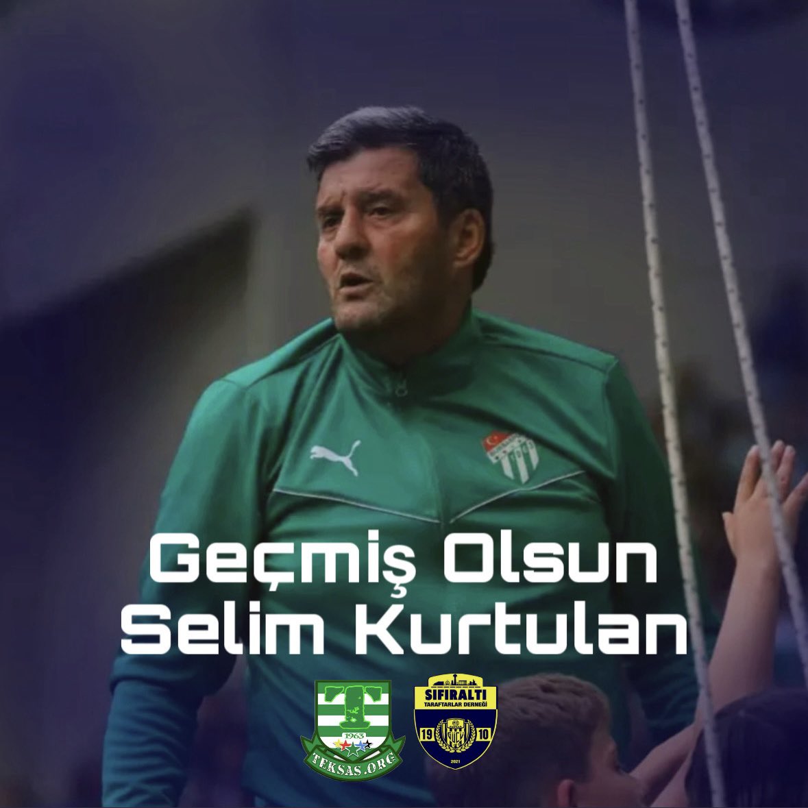 Kardeş Bursaspor Teksas Tribün Lideri Selim Kurtulan’ın 2. evre akciğer kanserine yakalandığı haberini derin bir üzüntü ile öğrenmiş bulunmaktayız.

Kendisine ve Kardeş Bursaspor taraftarına geçmiş olsun dileklerimizi iletiyoruz.
<a href="/teksasorg/">TEKSAS</a> <a href="/BursasporSk/">Bursaspor</a>